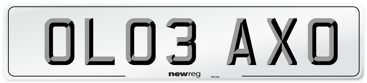 OL03 AXO Number Plate from New Reg